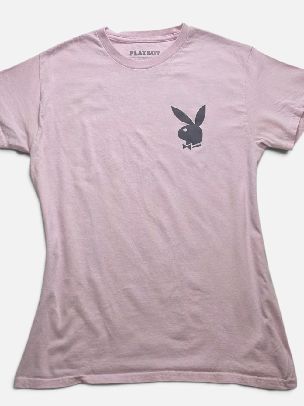 PLAYBOY Light Pink Tee with Black Bunny Logo Size S Y2K Aesthetic